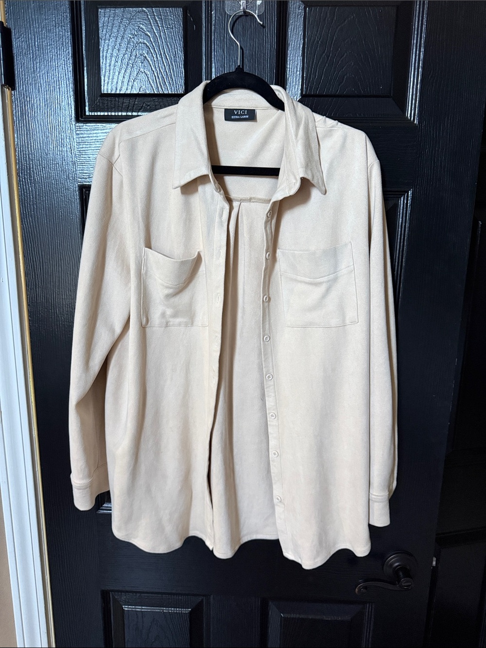 VICI Cream Button-Front Shirt Jacket